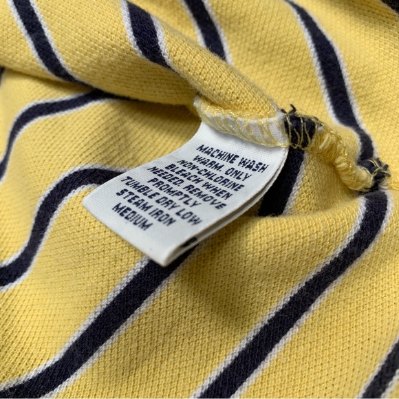 Ralph Lauren Shirt Mens Large Yellow Blue Short Sleeve Polo Striped Vintage - Picture 8 of 10
